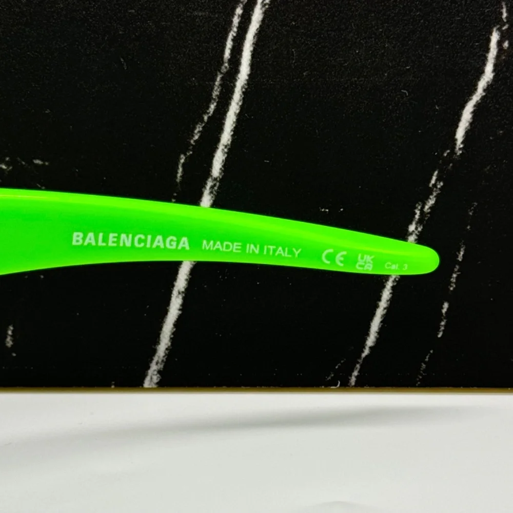 NEW BB0253S 005 BALENCIAGA GREEN GREY OVAL UNISEX BALENCIAGA SUNGLASSES